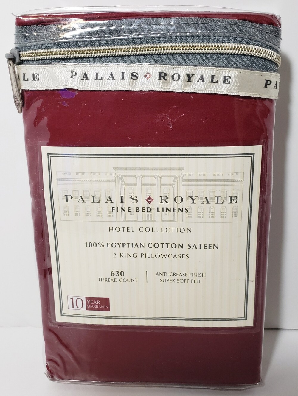 Palais Royale 100% Egyptian Cotton Sateen King Pillowcases - Wine Red 630 TCount